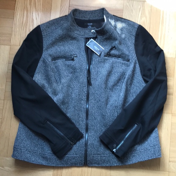 Alfani Jackets & Blazers - NWT Alfani Black and white tweed zip jacket. 16W